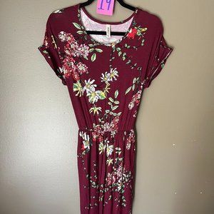 Burgandry floral maxi with wrap bottom